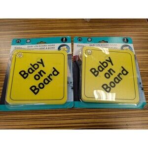 NEW (4 Pack) Belle Baby On Board Signs 2 Pack Car Window Suction Cup Yellow